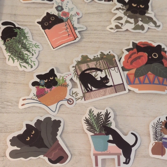 Hallmark Black Cat Plant Stickers - Picture 2 of 11